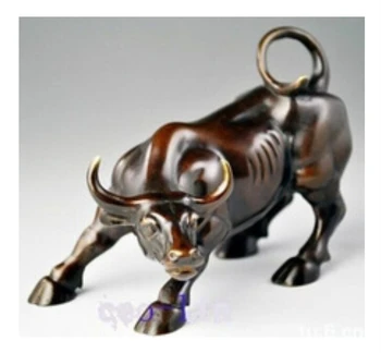 

Free shipping Asian Big Wall Street copper Fierce Bull/OX Statue,Home decoration 8inch high Cow sculpture