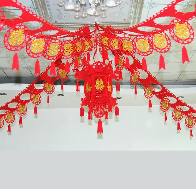 3m Long Chinese Character Wedding Accessories Red Double Hiness 3m Long Chinese Character Wedding Accessories Red Double Hiness Part Decorations Valentine S Day Room Hanging Banner