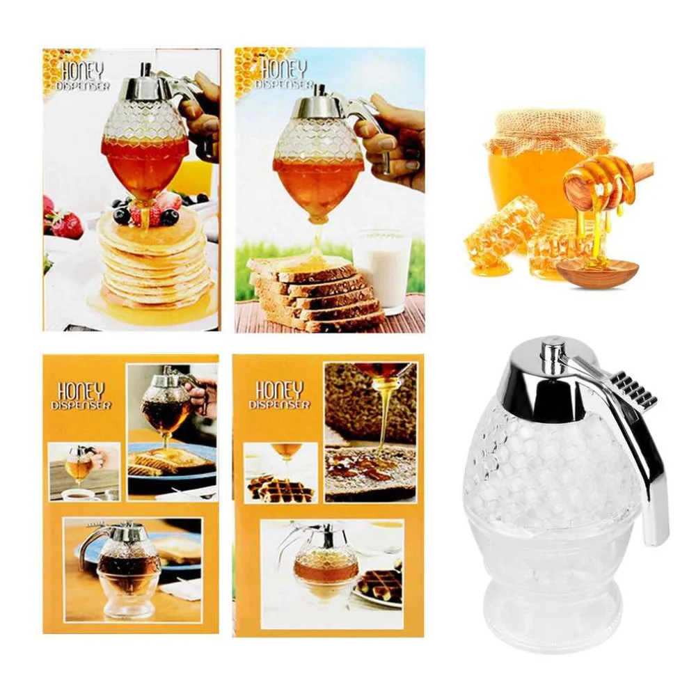 

Acrylic Transparent Honey Dispenser Jar Container Cup Juice Syrup Kettle With Lid Stand Pot Kitchen Tools 15cm*8cm