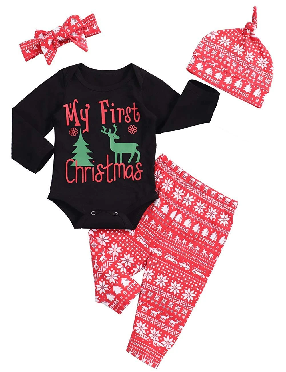 my first christmas pajamas baby girl