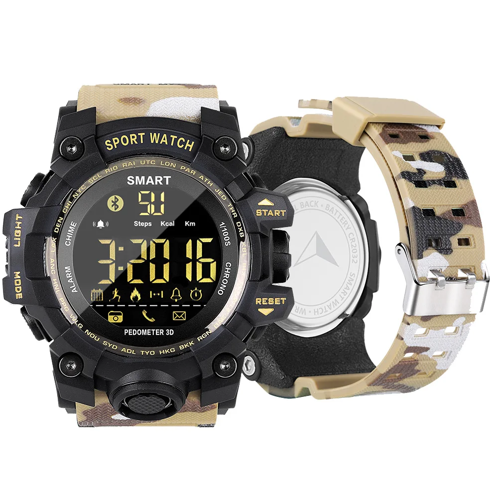 

EX16S Smart Watch Camouflage Camo Sport Watch Men Running Step Passometer Sleep Monitor Call Reminder Stopwatch Waterproof Watch