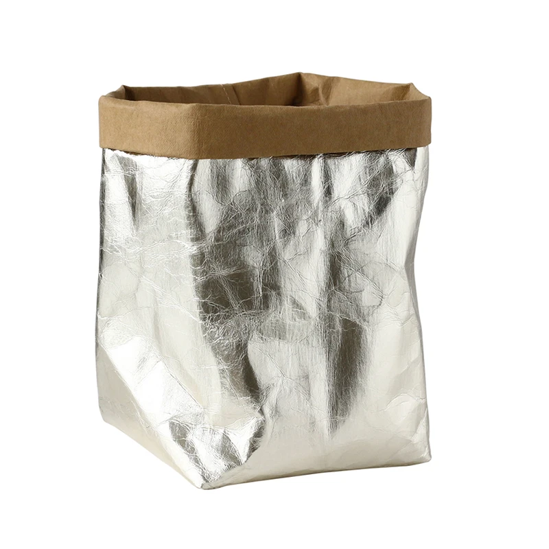 WHISM Washable Kraft Paper Flower Pot Storage Bags Flowerpot Cover Baby Clothing Toy Organizer Plants Basket Vegetable Grow Bag
