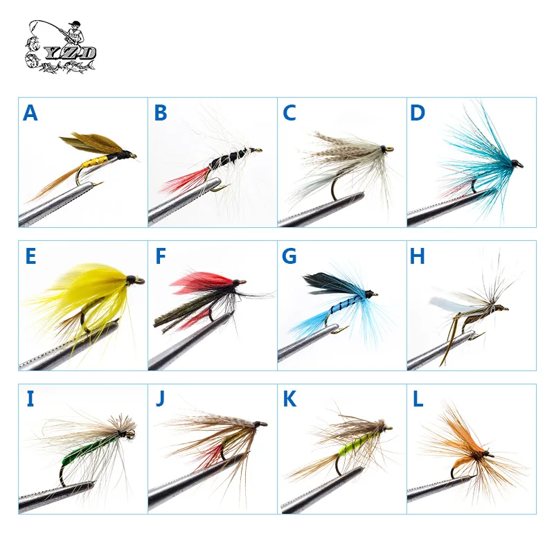 100pcs Dry Fly Fishing Flies Lure Set Kit Hand Tied Fly Tying Material