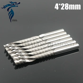 

10pcs 4*28MM Single Flute Solid Carbide End Mills CNC Wood Cutter Bit, Spiral End Mill Cutter CNC Bits for Wood Acrylic Cutting