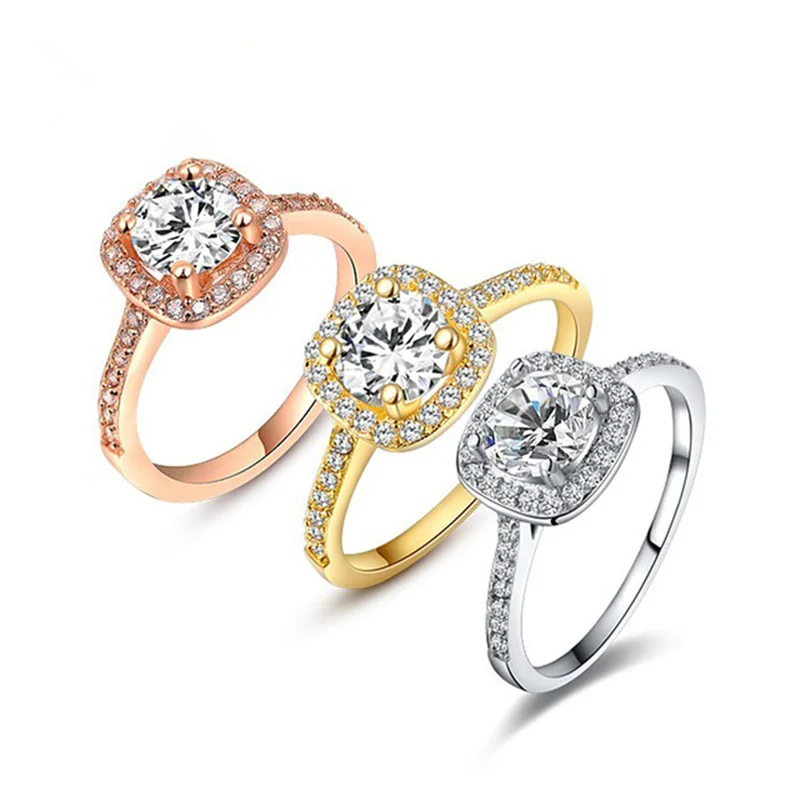 

BOAKO silver plated Plated Wedding Rings For Women Square AAA cubic zircon Jewelry Bague Bijoux Femme Engagement ring X7-M2