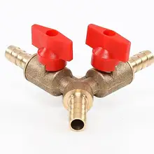 2 шт./компл. 3 способ тройник латунь Y запорный шаровой клапан 10 мм/8 мм Барб топливный газовый масляный клапанный зажим Высокая устойчивость к давлению фитинги трубы