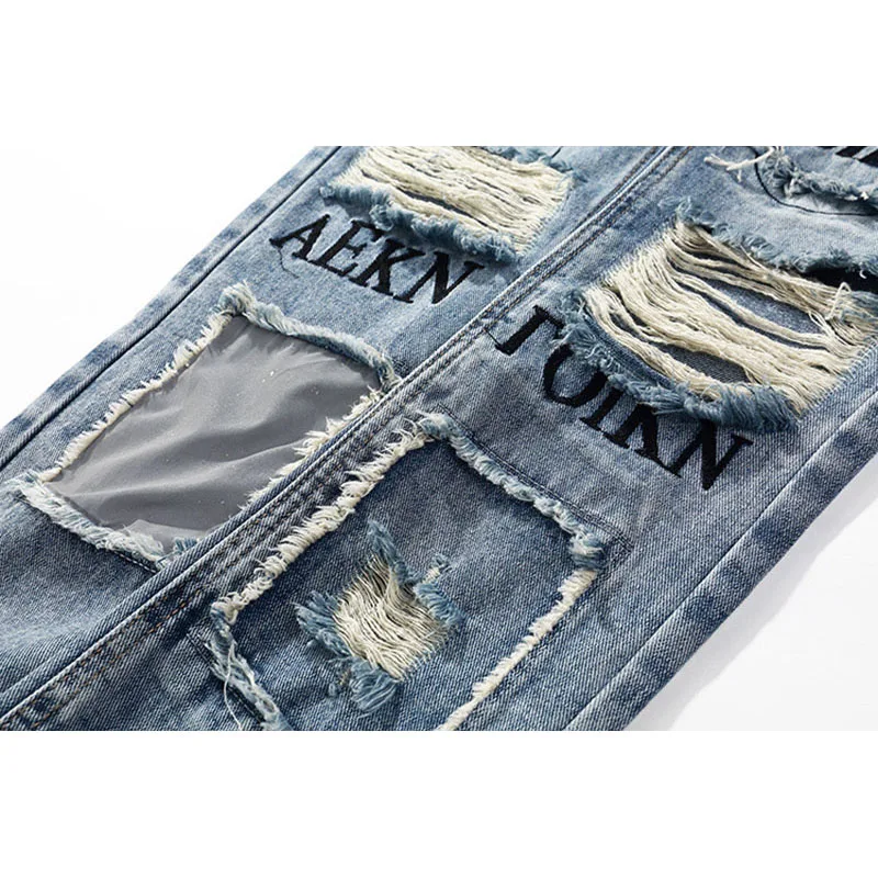Aolamegs байкерские джинсы, Мужские Светоотражающие джинсы с дырками, мужские винтажные обтягивающие джинсы, мешковатые брюки, джинсы, модная уличная одежда, осень