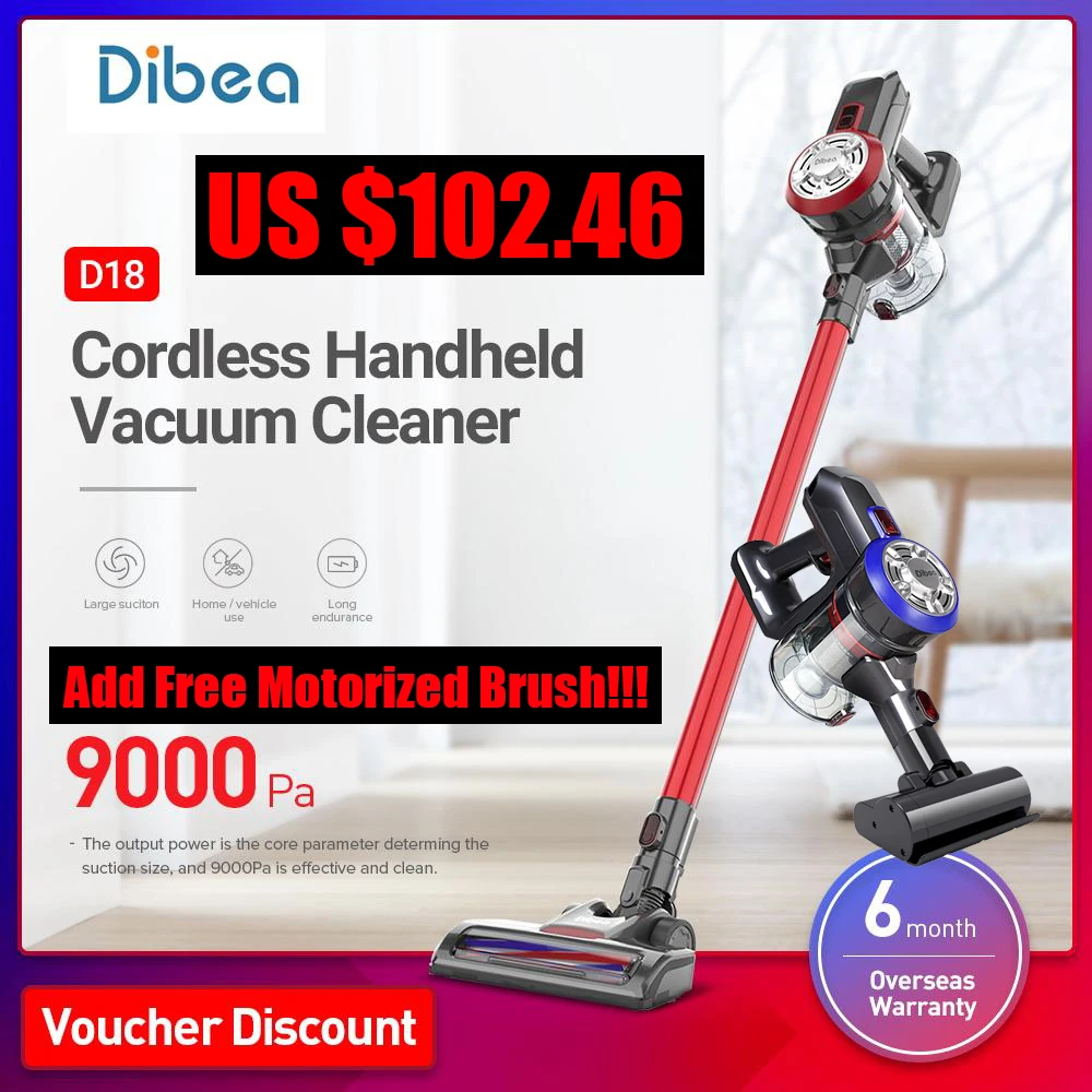 

Dibea D18 2 In 1 Handheld Cordless Vacuum Cleaner Strong Suction Dust Collector Wireless Vacuum Cleaner With Wall Hanging Rack