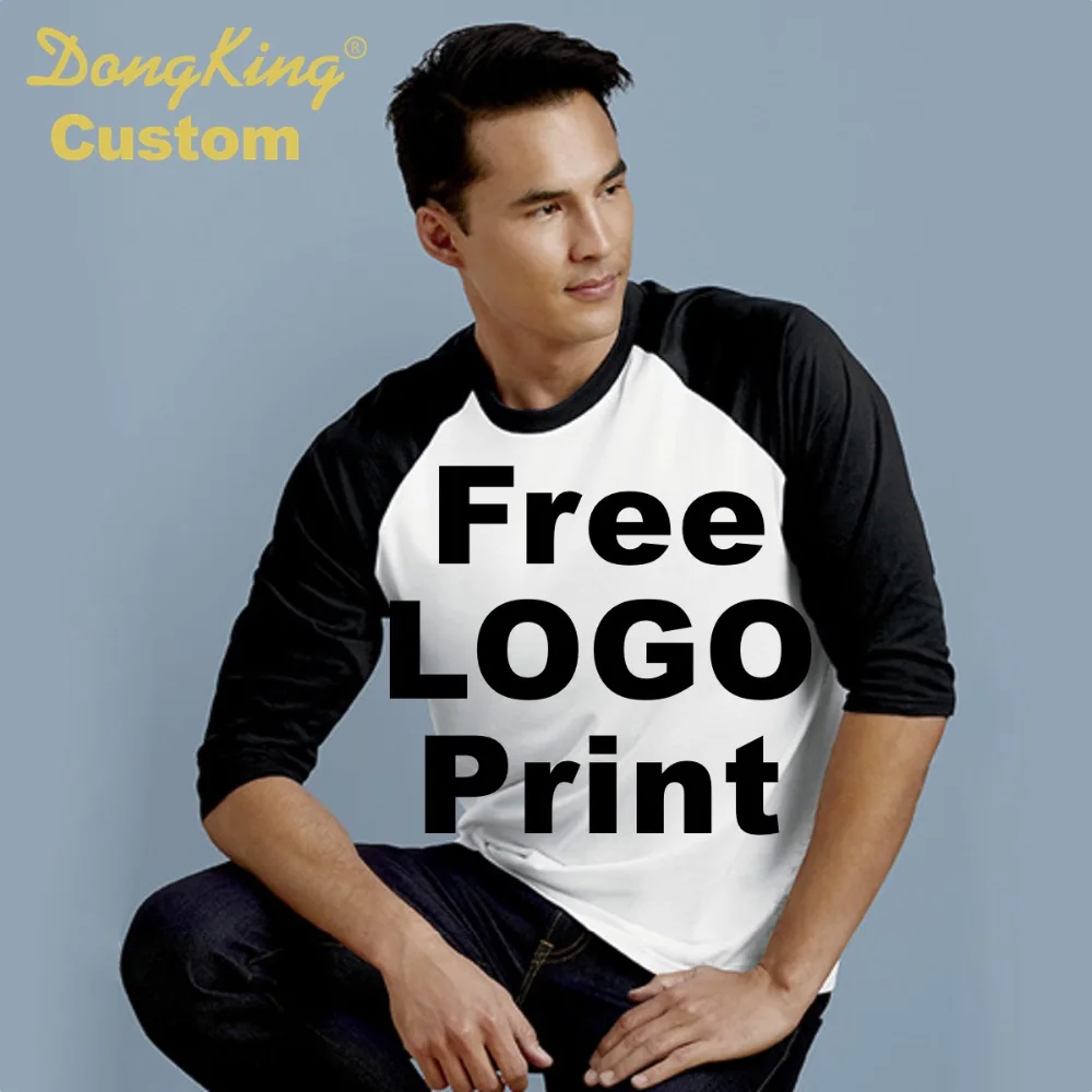 

DongKing Custom 3/4 Raglan Sleeve T Shirt Cotton Unisex T shirts Print Customized LOGO Print Classic Tshirt Unisex Unisex Gift
