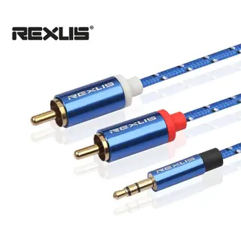 

REXUS RCA Audio Cable 3.5mm Jack Male To 2RCA Male 2 RCA Aux Audio Braided Splitter Cable Wire For Phone Tablet Laptop Headphone