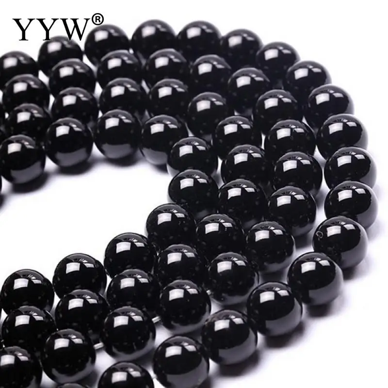 

High Quality Grade AAAAAA Natural Stone Black Agates Beads Round Loose Beads Onyx DIY Jewelry Making Bracelet 4 6 8 10 12 14 mm