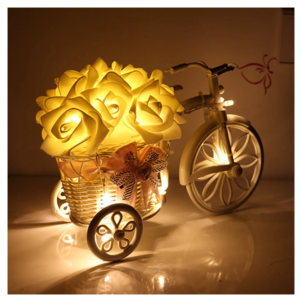 2M 20 LED Warm White Rose flowers String Lights, Clear ...