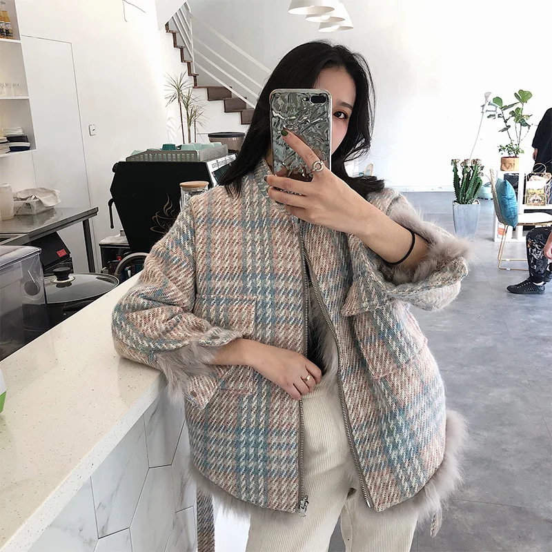 

2018 Overcame the Leather Coat Women's Short Style Fox's Fur Inner Bile Wearing Overcoat and Anti-season Women's Wear