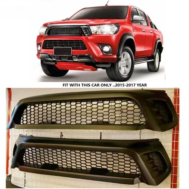 

ODM OWN DESIGN MODIFIED GRILLS CAR FRONT RACING GRILL GRILLE FIT FOR HILUX REVO SR5 M70 M80 2015-2017 RAPTOR mask MATT BLACK