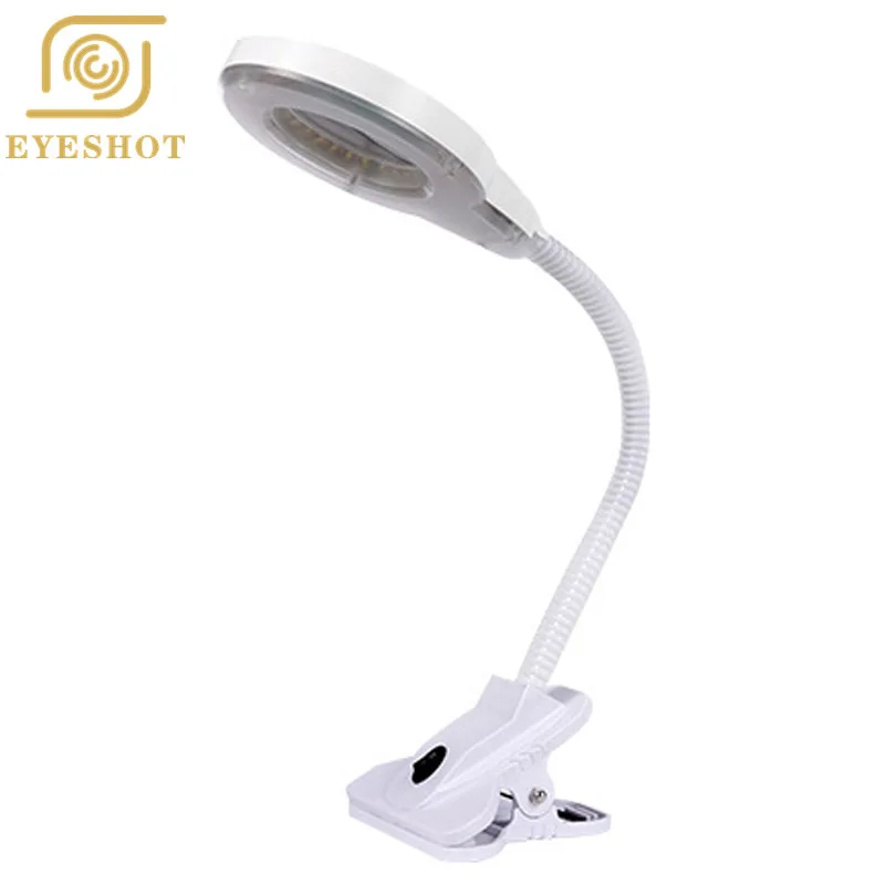 

Beauty light streaks embroidery led clip cold light magnifying glass 2X White Glass clip-type beauty eyelashes