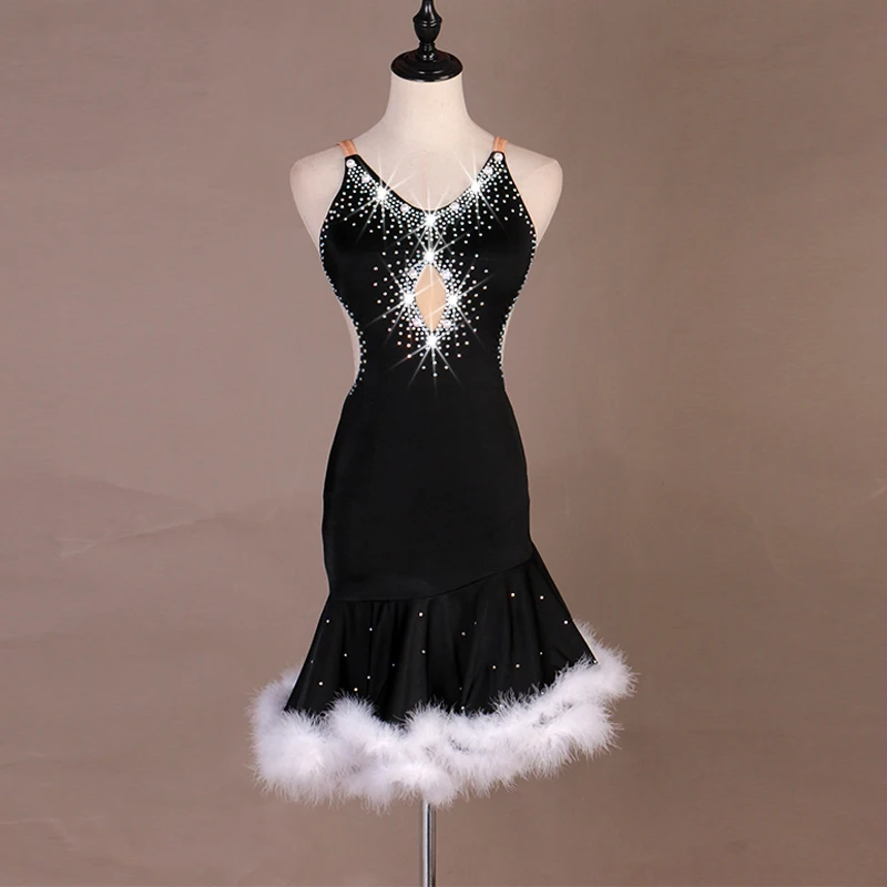 

Black Latin Competition Dance Skirt Women 2019 New Arrival Professional Samba Latin Dancing Wear Lady's Rumba Latin Dress