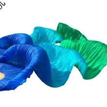 Высокая, натуральный шелк, вуаль, 1 пара, ручная работа, для женщин, качественный шелк, танец живота, веер, танец, королевский синий+ бирюзовый+ зеленый