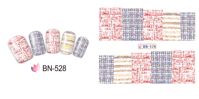 12 листов в одном BN517-528 переводная наклейка для ногтей, красивый свитер, тканевый слайдер для ногтей, 3 концертных глаза, переводная вода для ногтей