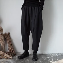 27~ 44! Новинка, Мужская одежда, модный досуг, тянущиеся веревки, штаны с О-образным швом, мешковатые штаны, большие размеры, костюмы певицы