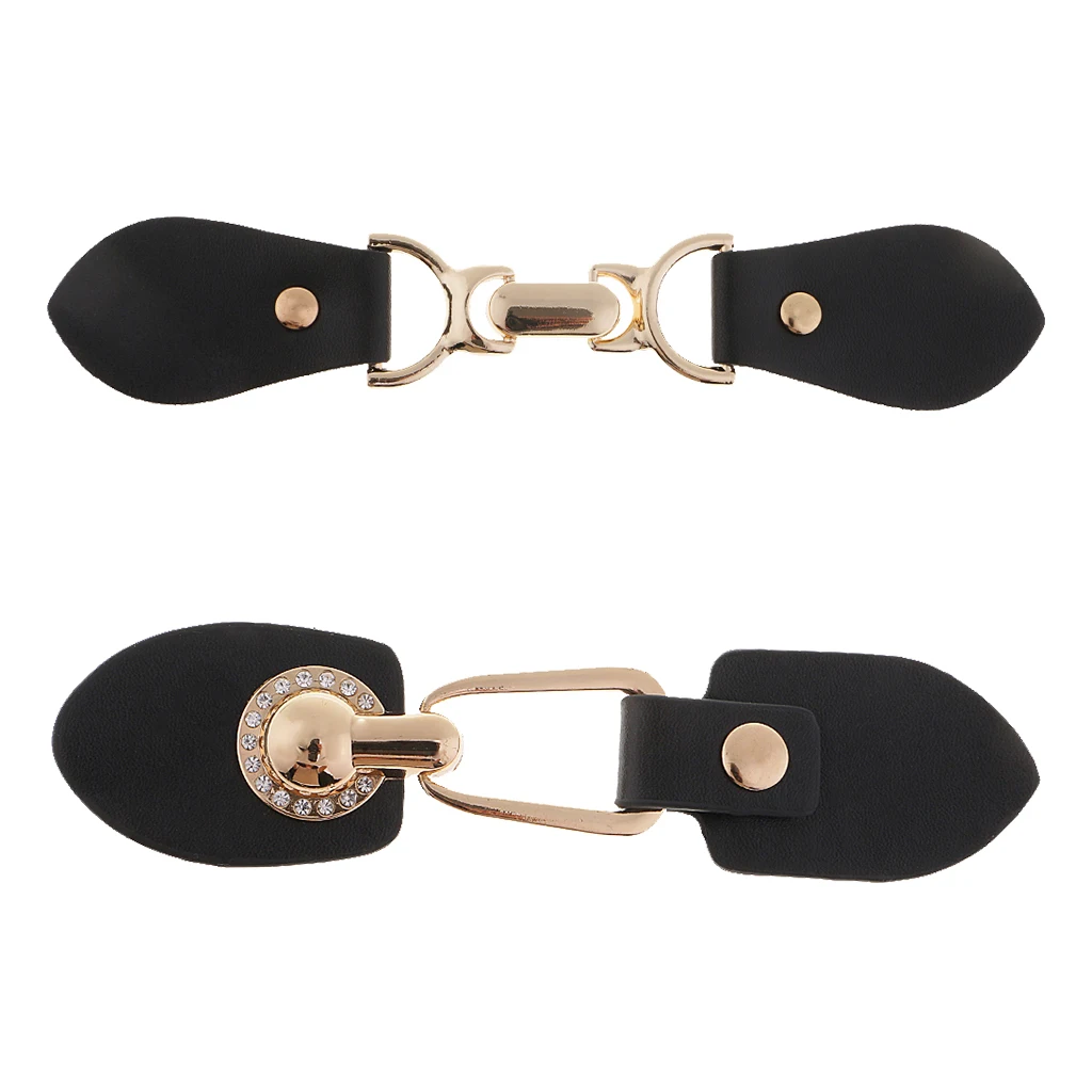 1 Pair PU Leather Toggle Button Coat Jacket Duffle Black DIY Sewing Crafts