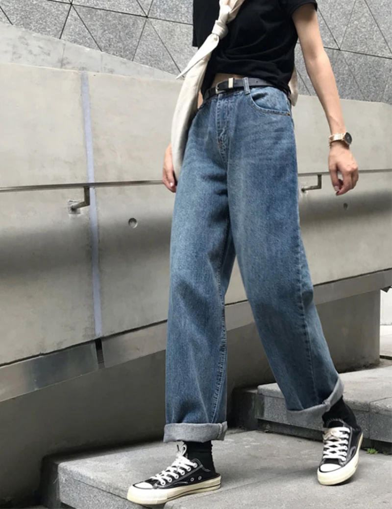 

Spring Autumn Women Fashion Brand Korea Style Vintage Denim High Waist Loose Ulzzang Jeans Female Casual Wide Leg Pants Trousers