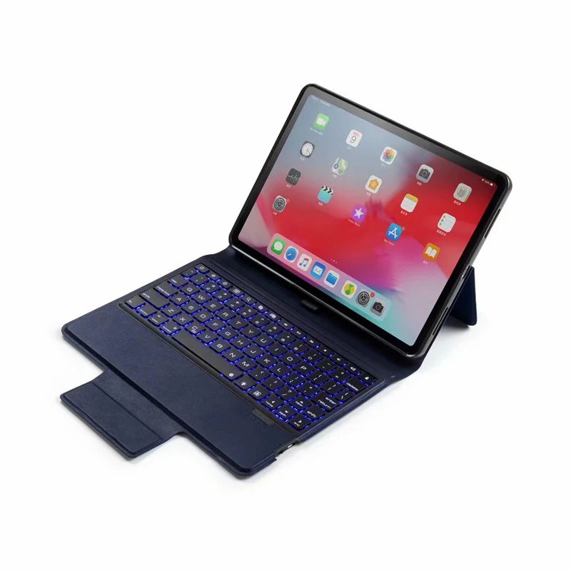 Ультра тонкая подсветка Bluetooth клавиатура для IPad Pro 12,9 Обложка на заднюю панель из искусственной кожи для IPad Pro 12," A1876 A2014 A1895 A003