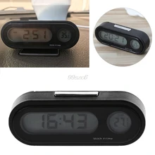 Автомобиль ЖК-подсветка цифровые часы авто часы термометр орнамент мини часы 06 июня Прямая поставка