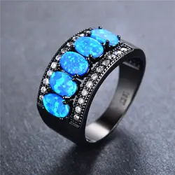 Самые популярные новые Дизайн 2.0 cttw Синий огненный опал кольцо в Одежда высшего качества Ювелирные украшения для Для женщин огненный опал