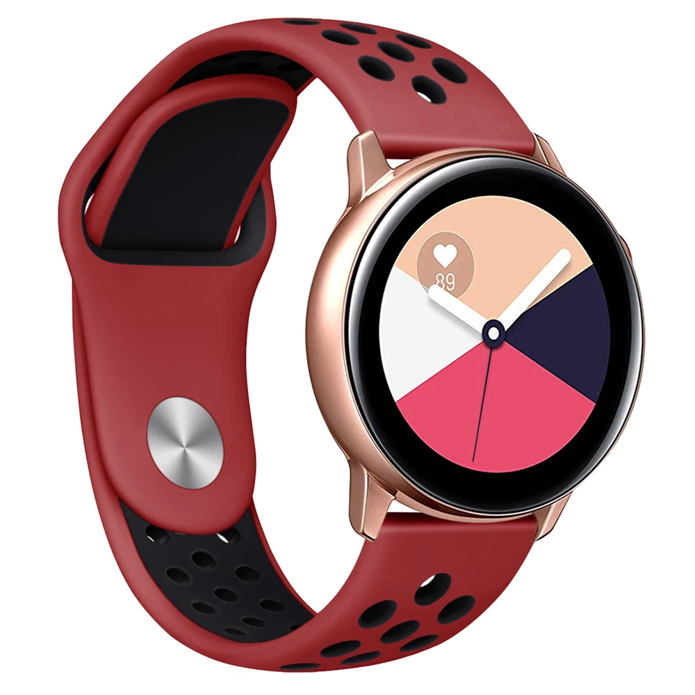 Силиконовый ремешок для samsung Galaxy Watch Active, двойной цвет, спортивный ремешок, ремешок для часов, браслет, ремешок на запястье, замена