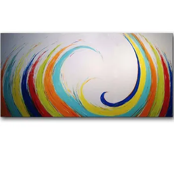 

Hand Painted Astract Wall Art Whirlwind Rainbow Oil Painting on Canvas Rainbow Wall Picture Living Room Bedroom Home Wall Decor