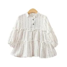 YWP31380138 блузка для маленьких девочек топ для девочек в стиле пэчворк модная одежда для девочек Детская рубашка в стиле Лолиты с длинными рукавами модная одежда для малышей