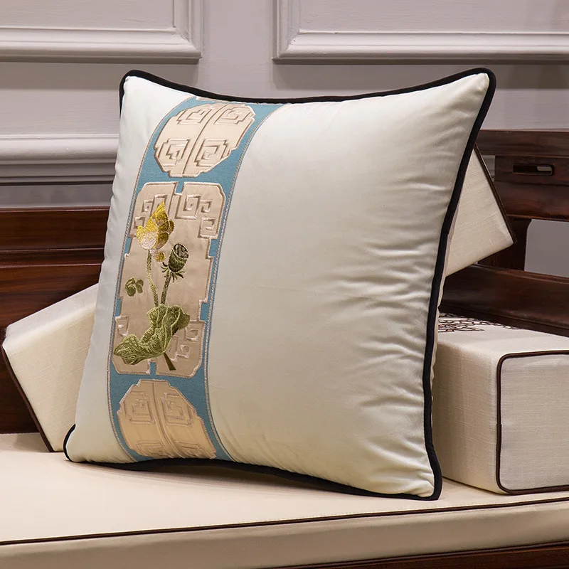 Бархатная тканевая вышитая наволочка из лоскутов цветная домашняя декоративная диванная подушка - Цвет: A