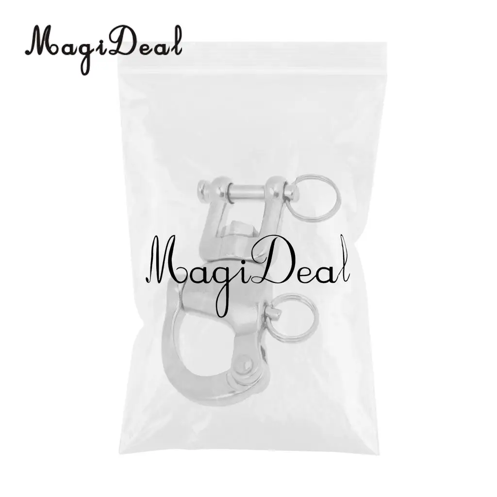 MagiDeal Snap Swivel 304 Stainless Steel Heavy Duty Snap Shackle D Ring Shackle Kayak Marine Boat Hardware 3 Size for Canoe Boat