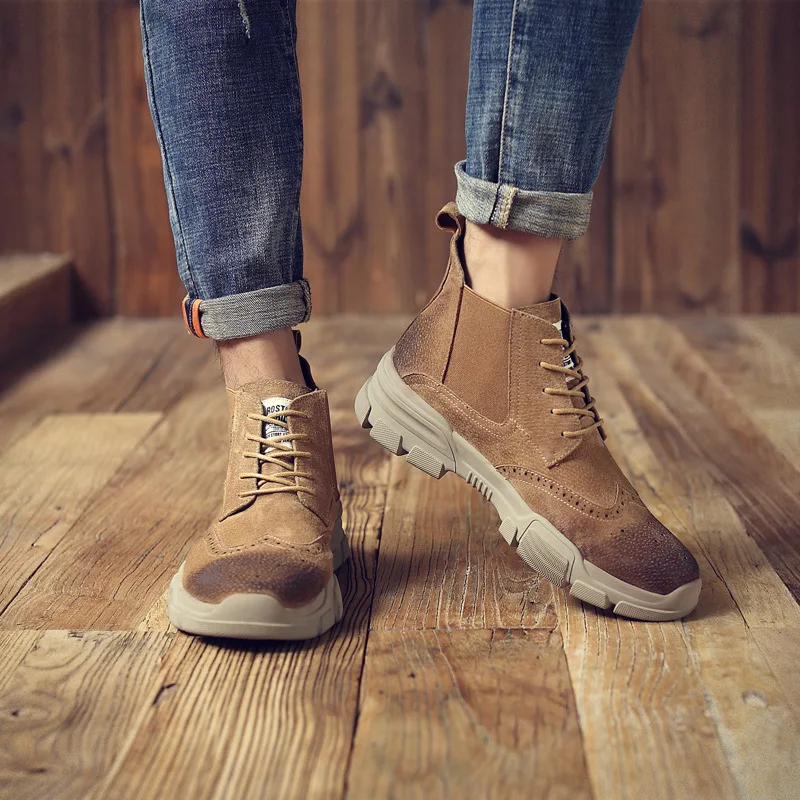 

Winter Boots Men 2018 fashion style Men Shoes Chelsea Boots zapatos de hombre geniune leather Sew Plush Warm men boots big size
