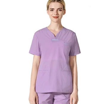 

Women Summer 4 Ways Stretch Nurse Uniform Medical Workwear Scrub Sets Top Pant Dentist Outfits Beauty SPA Work Clothes Uniforms