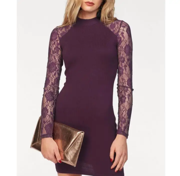 2019 New Arrival Women Solid Lace Long Sweater Full Sleeve Round Neck Sweet Coats Pullovers Women Clothing 