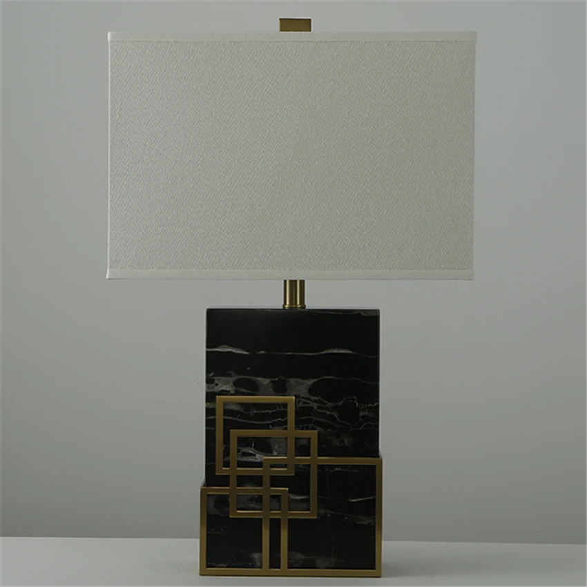 

Modern Marble LED Table Lamps Cloth Lampshade Bedroom Bedside Decoration Table Lamp Living Room Coffee Study Desk Lamp Luminaire