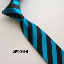 5 см молодых Для мужчин узкий галстук модные популярные Атласный Галстук черный с синими полосами