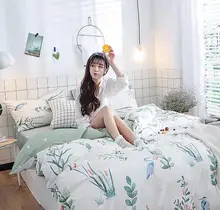 Cute rustic bedding adult set adult,twin full queen king leaf cotton single double bedclothes bed sheet pillow case quilt cover