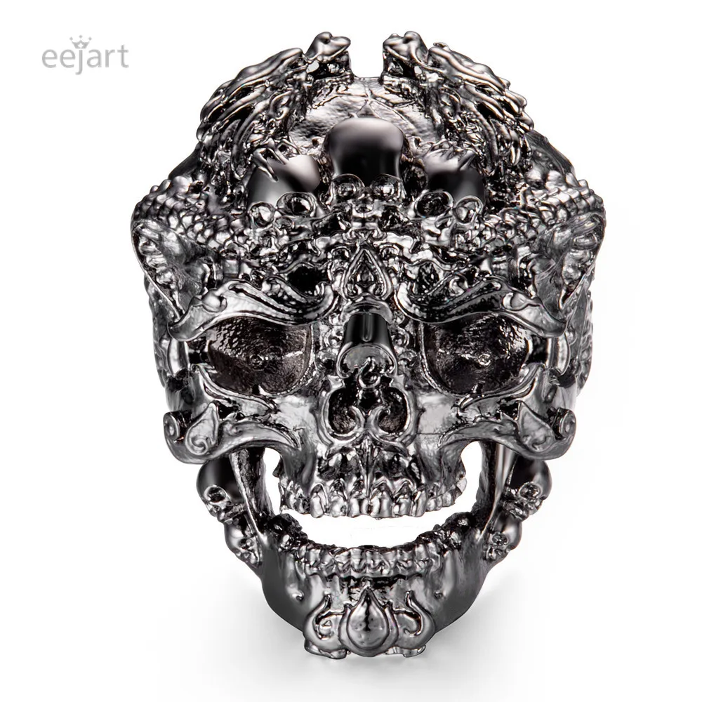 

Retro Skull Rings for Man Vintage Dragon Skull Ring