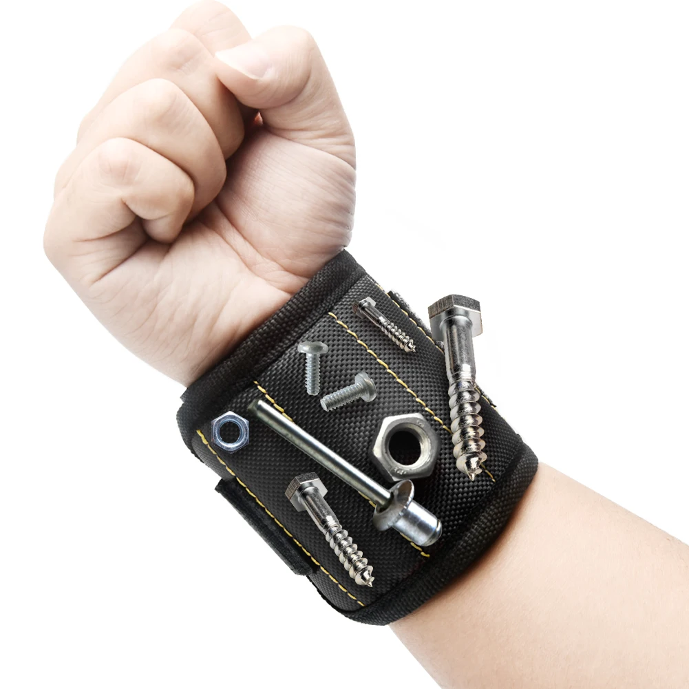 

Hot Sale Polyester Magnetic Wristband Portable Tool Bag Electrician Wrist Tool Belt Screws Nails Drill Bits Holder Repair Tools
