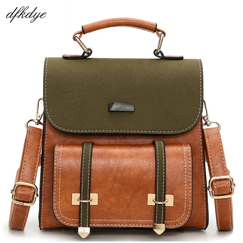 

Vintage Women Bag Retro Brown Backpack Leather Shoulder Bag Female For Teenage Girls School Bag Fashion Backpacks Black Bookbags