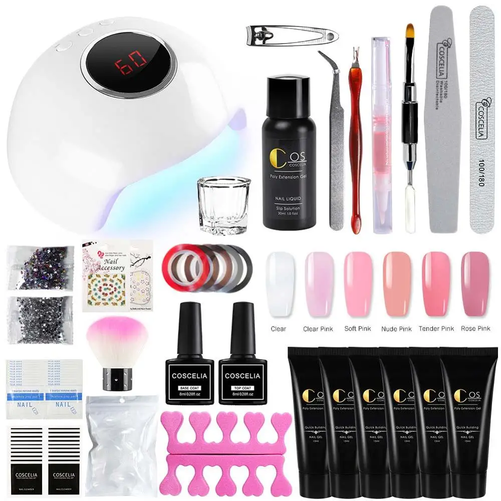 6pcs gel set B Все для маникюра COSCELIA 36 Вт лампа для ногтей светодиодный Ультрафиолетовая лампа для маникюра гель лак для ногтей Дизайн ногтей набор для маникюра дизайн ногтей - Цвет: 6pcs gel set B