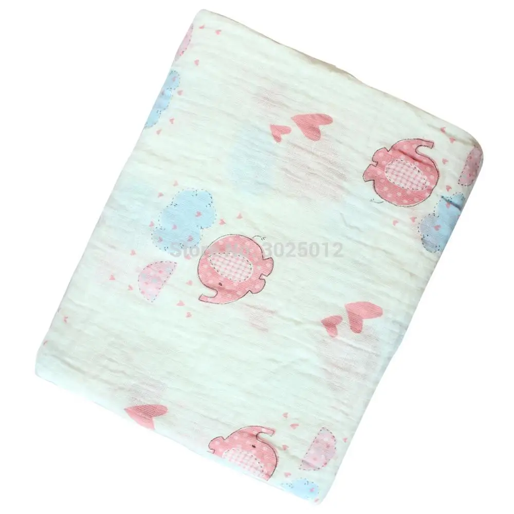 Муслиновое Пеленальное Одеяло s детское одеяло для новорожденных Хлопковое одеяло для пеленания тюрбан муслина пеленание и хлопчатобумажное одеяльце - Цвет: Pink Elephant