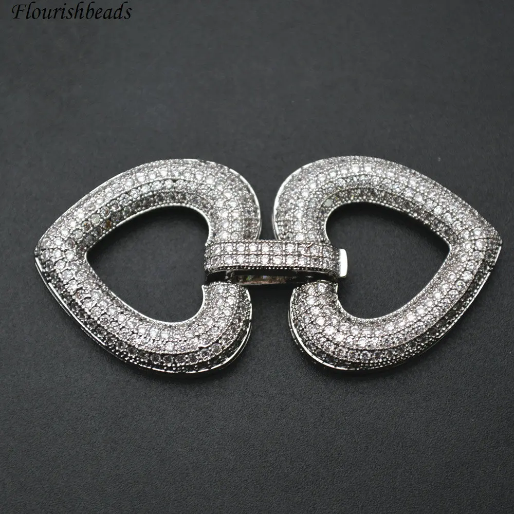 24x48mm Paved CZ Beads Double Heart Shape Necklace Clasps Fashion Jewelry Accessories 5pc per Lot 24x48mm Paved CZ Beads Double Heart Shape Necklace Clasps Fashion Jewelry Accessories 5pc per Lot