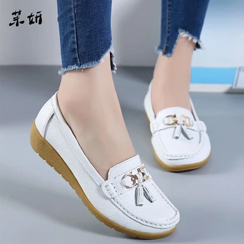 

Women Ballet Shoes Flats Cut Out Leather Breathbale Moccains Women Boat Shoes Ballerina Ladies Shoes