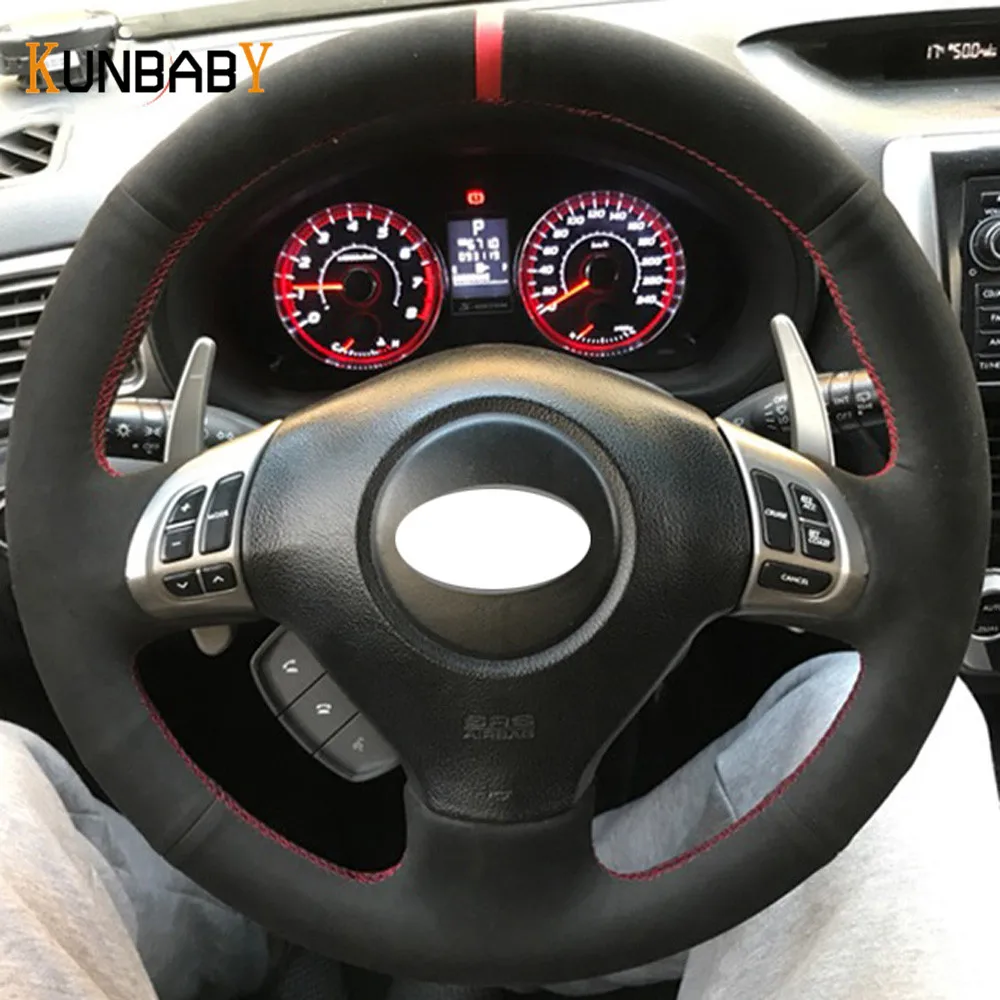 KUNBABY черная замша DIY чехол рулевого колеса автомобиля для Subaru Forester 2008-2012 Impreza 2008-2011 Legacy 2008-2010 Exiga 2