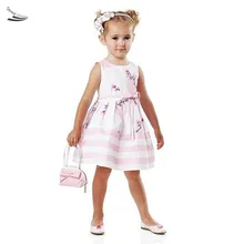 Girl Cute Dress Kids Clothing Baby Children Fashion Bubble Print Stripe White Vestidos Princess O-Neck
