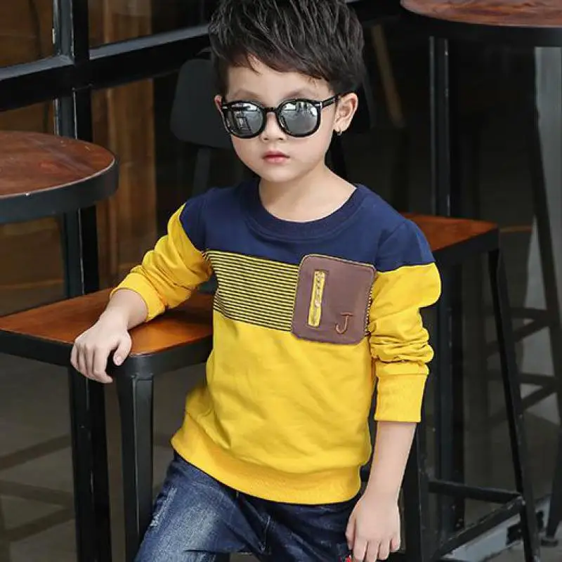 Kopen 2020 Lente Lange Mouwen Kids Kleding Jongens T shirt Gestreepte T shirt Jongens Kostuum Kids Tops Tee Shirt Garcon Roupas Infantis menino