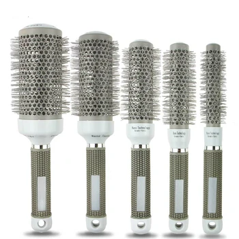 

5 size Ceramic Iron Round Comb Hairbrush Professional Hair Dressing Brushes High Temperature Resistant Curling Hair Styling Tool